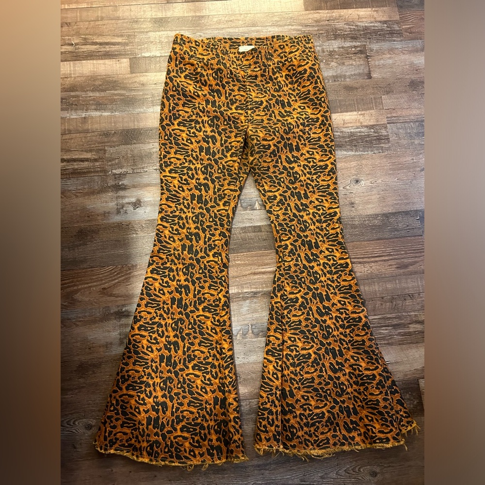 Stretchy leopard bell bottoms
